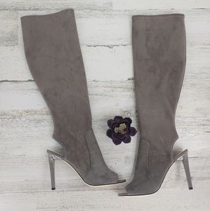 Nine West Grey Knee High Mule Boots